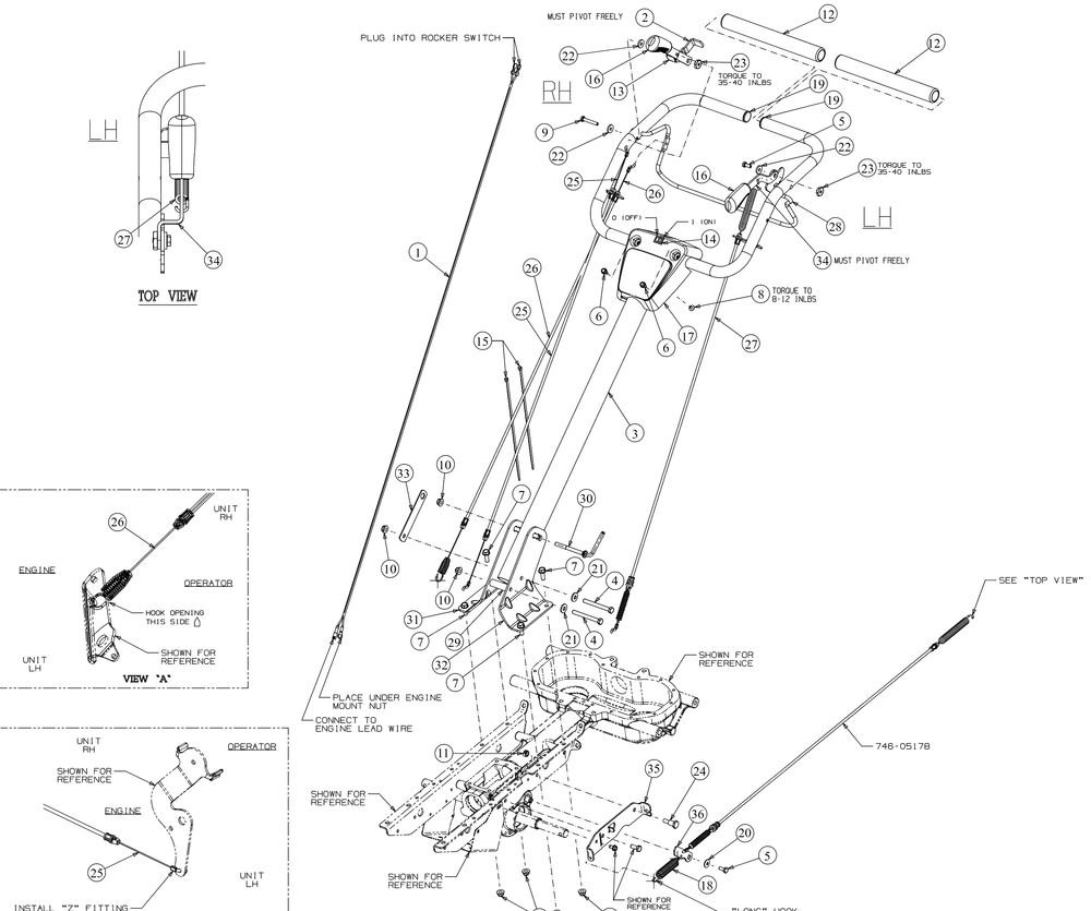 Handle Diagram and Parts List for 21A-70M8756 2016 Cub Cadet Tiller